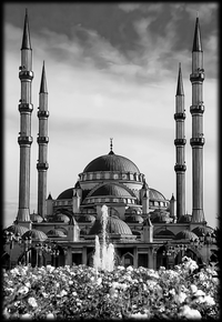 Мечеть Сердце Чечни в цветах - картинки для гравировки